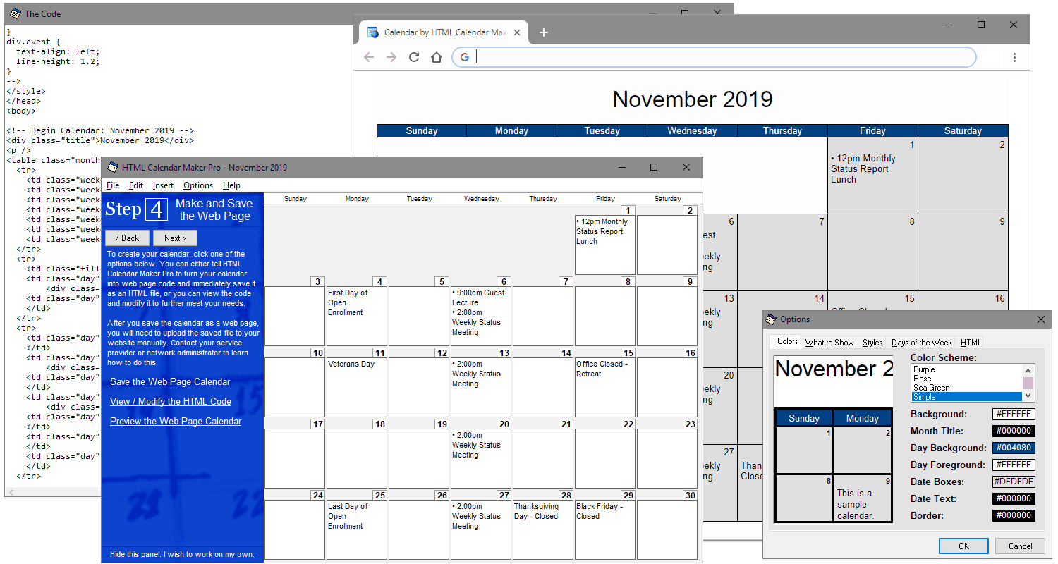 HTML Calendar Maker Pro Web Page Calendars Just Got Easier